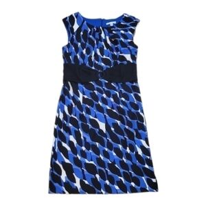 Sandra Darren Women's blue/white/black printed dress‎ size 10